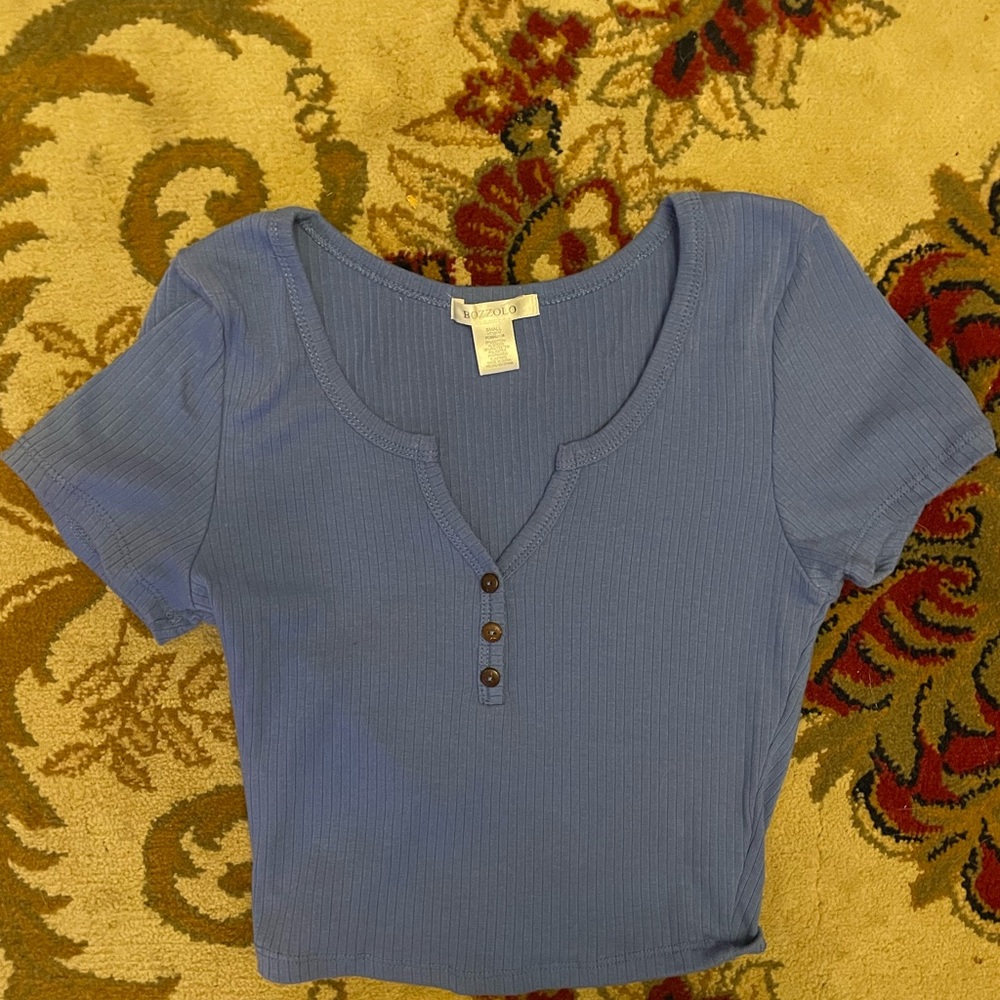 Blue crop top small ribbed